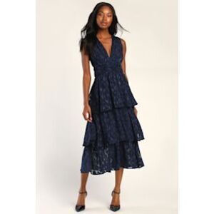 Lulu's Midnight Blue Lace Midi Dress